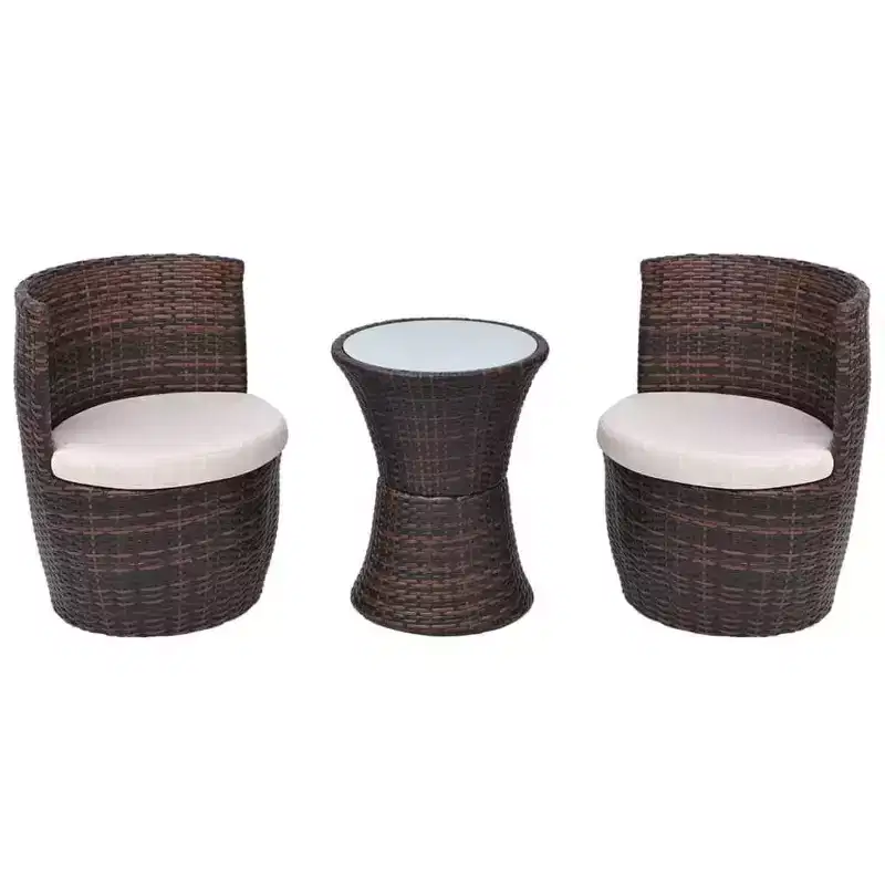 vidaXL Patio Bistro Set Patio Round Table Set Conversation Set Rattan