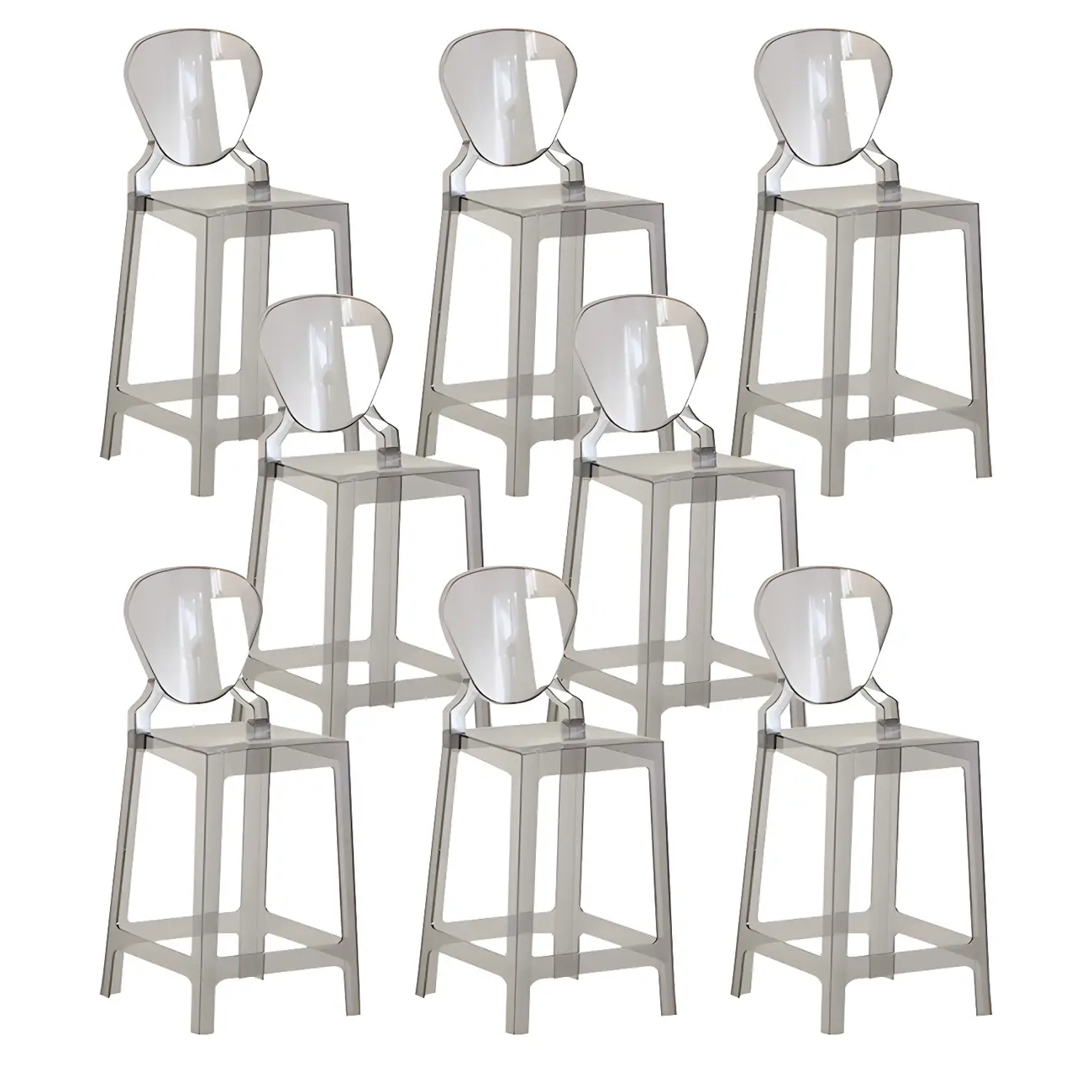 Modern Acrylic Smooth Elegant Circular Backrest Bar Stool