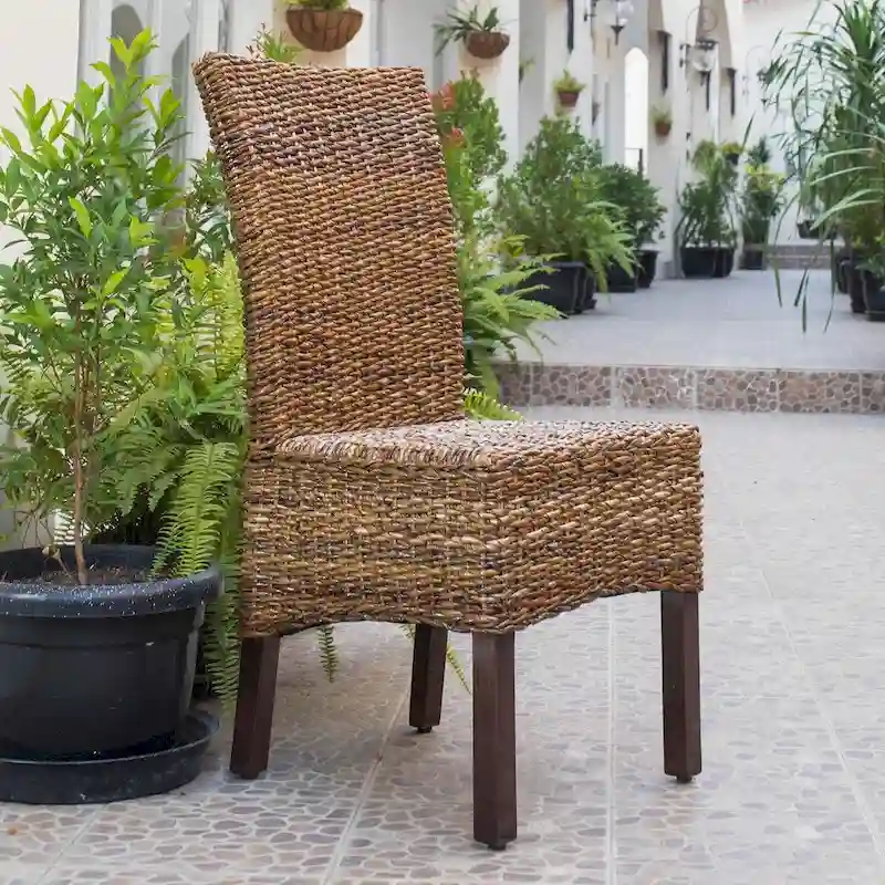 Woven Abaca & Mahogany Dining Chair (Set of 2)