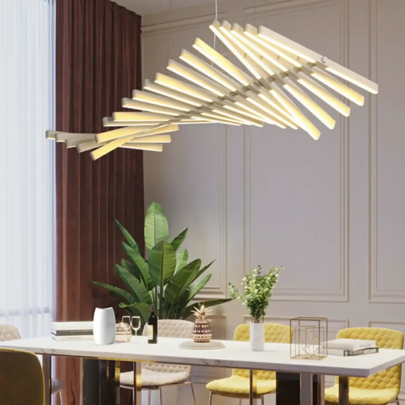 Stylish Linear Acrylic Island Pendant Light in Remote Control