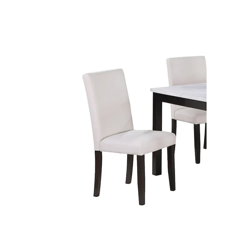 5 Piece Dining Table Set, Kitchen Dinette Set with Faux Marble Top Table, Bench and 3 Faux Leather Cushioned Chairs