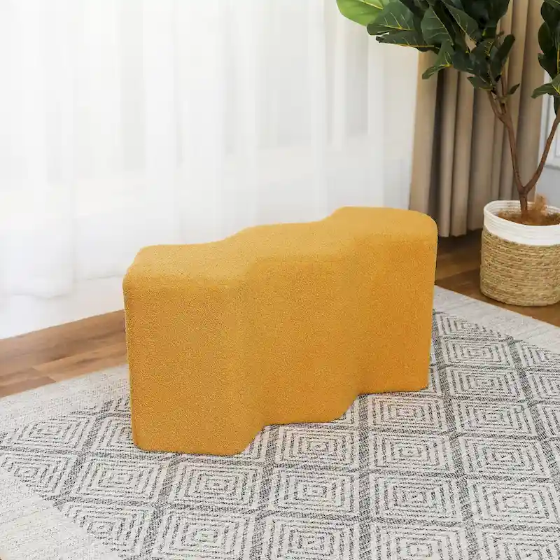Adeco 35   Long Ottoman Bench Velvet Polygon Foot Stool