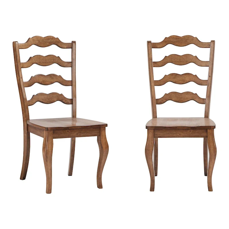 Ronda French Ladder Back Wood Dining Chairs (Set of 2)