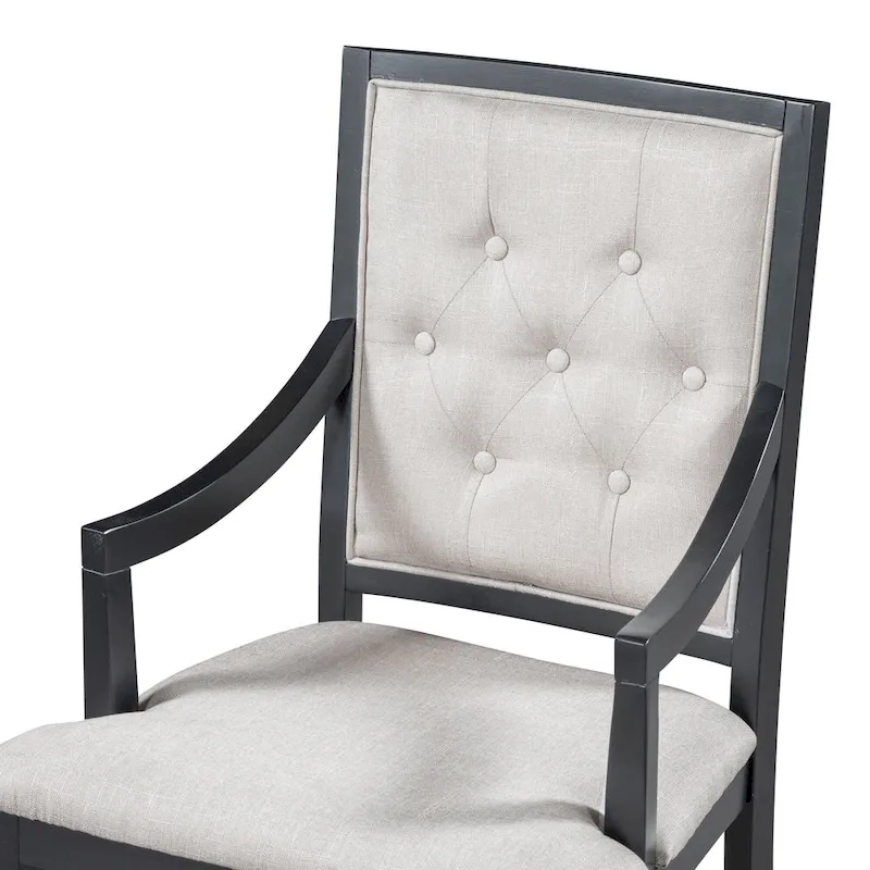 Black 5-Piece Wooden Dining Table Set with Extendable Round Table & 4 Armchairs