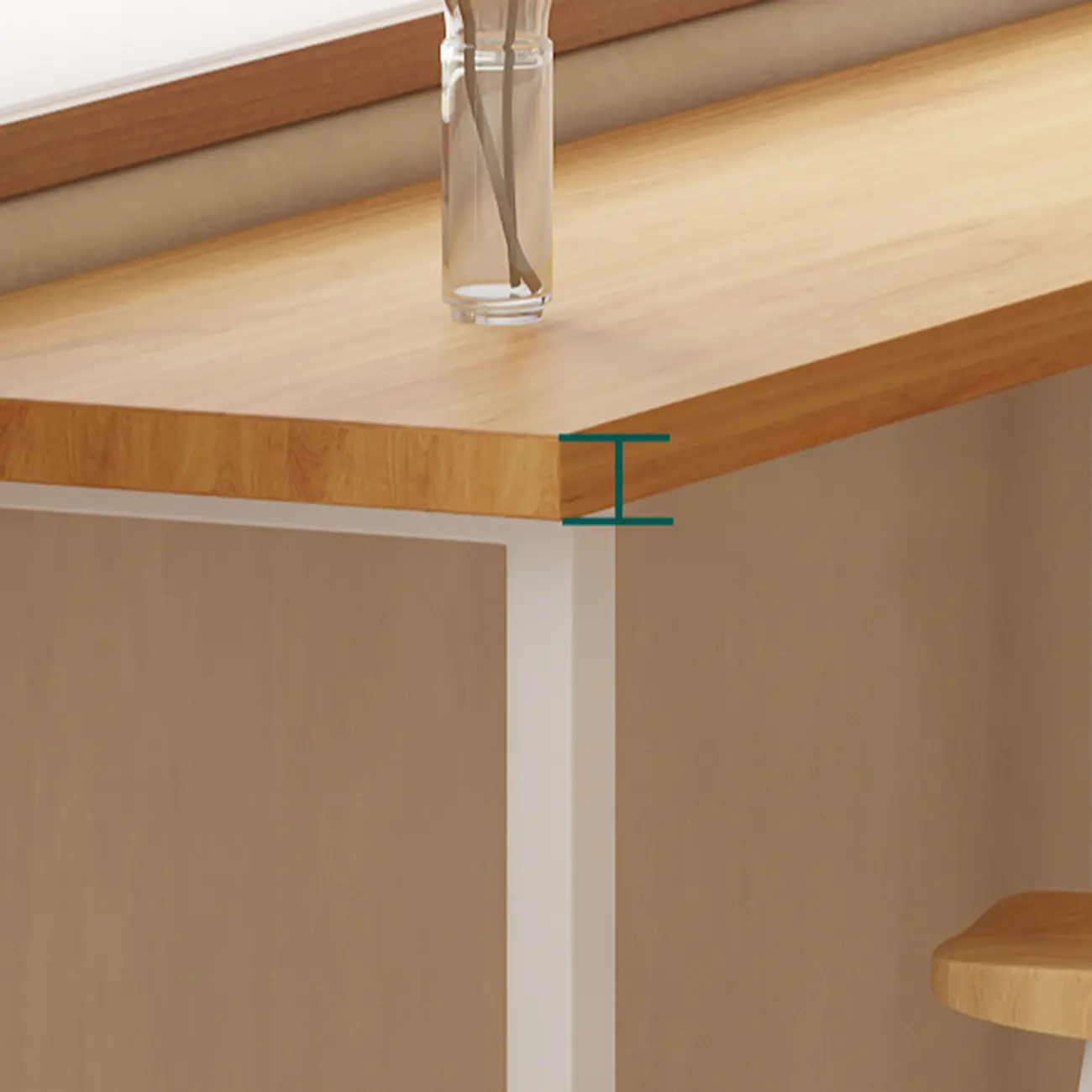 Natural Wooden Top Bar Table Metal Base with Footrest