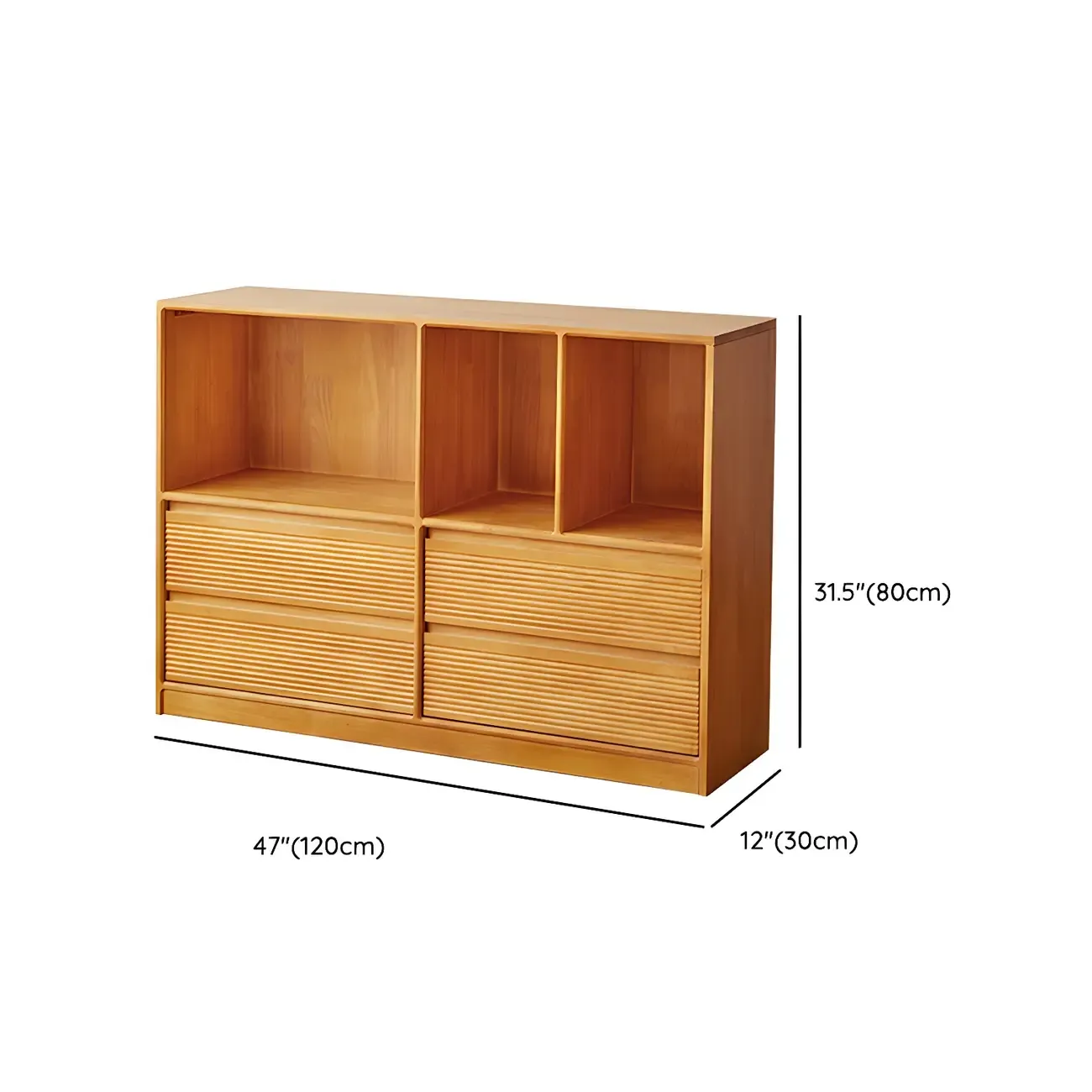 Scandinavian Light Wood 2-Shelf Bookcase with Drawers