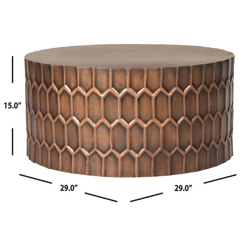 SAFAVIEH Marita Antique Copper Coffee Table - 29 x 29 x 15 - 29Wx29Dx15H