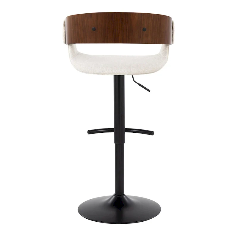 Adjustable Swivel Bar Stool - Grey/Cream Fabric - Single Seat