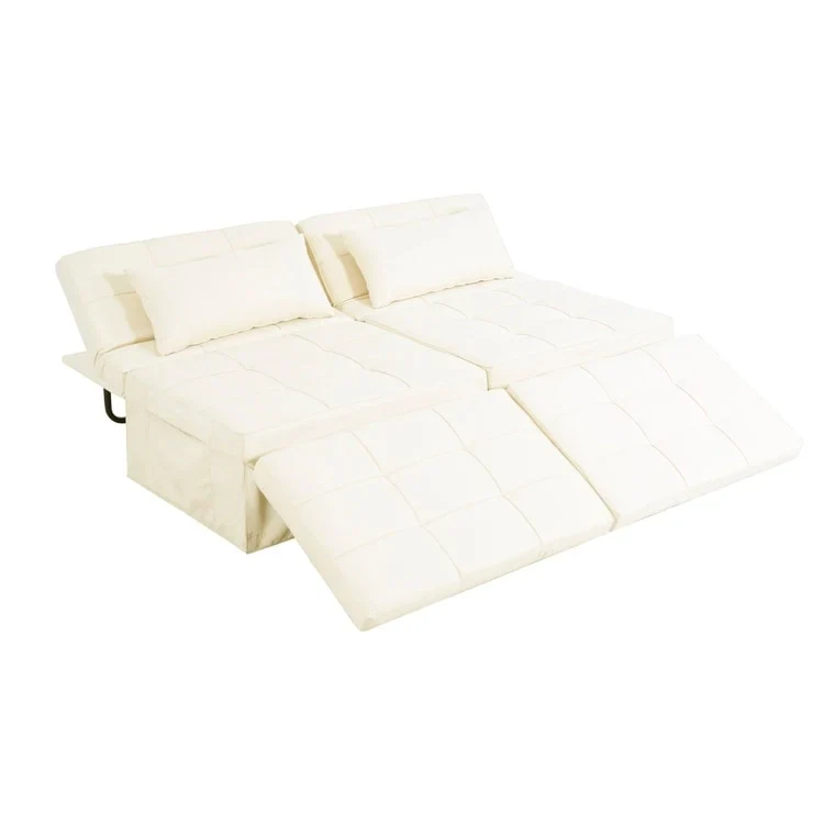 Sleeper Chair Bed, 4 In 1 Multi-Function Convertible Ottoman Bed, Breathable Linen Bed Chair, Convertible Sofa Bed