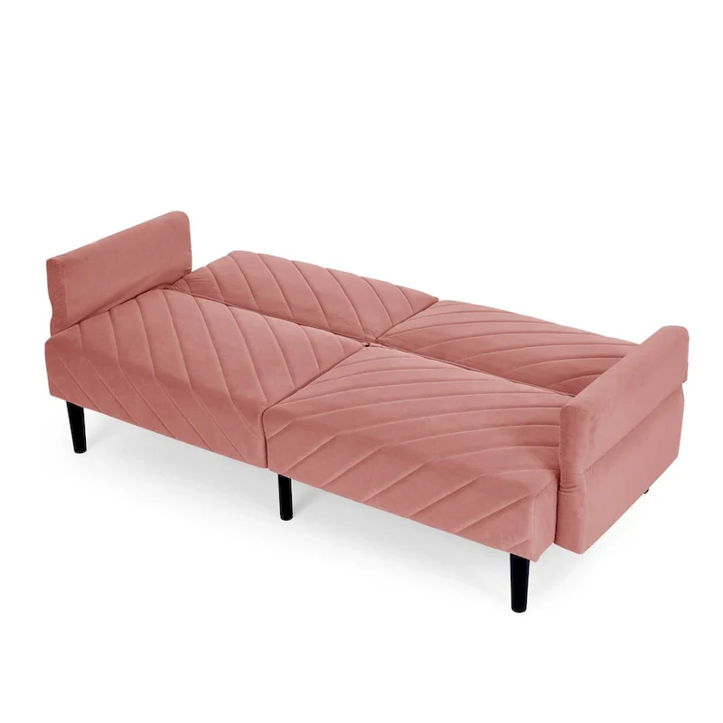 87 Velvet Convertible Folding Sofa Bed with Adjustable Armrests