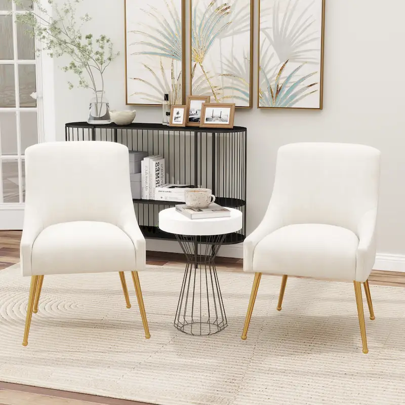 Modern Glam Velvet Upholstered Armless Dining Side Chair