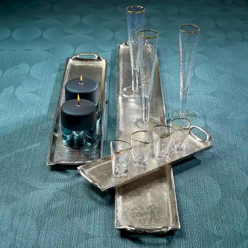 Khanya Rectangular Aluminum Trays, Set of 2