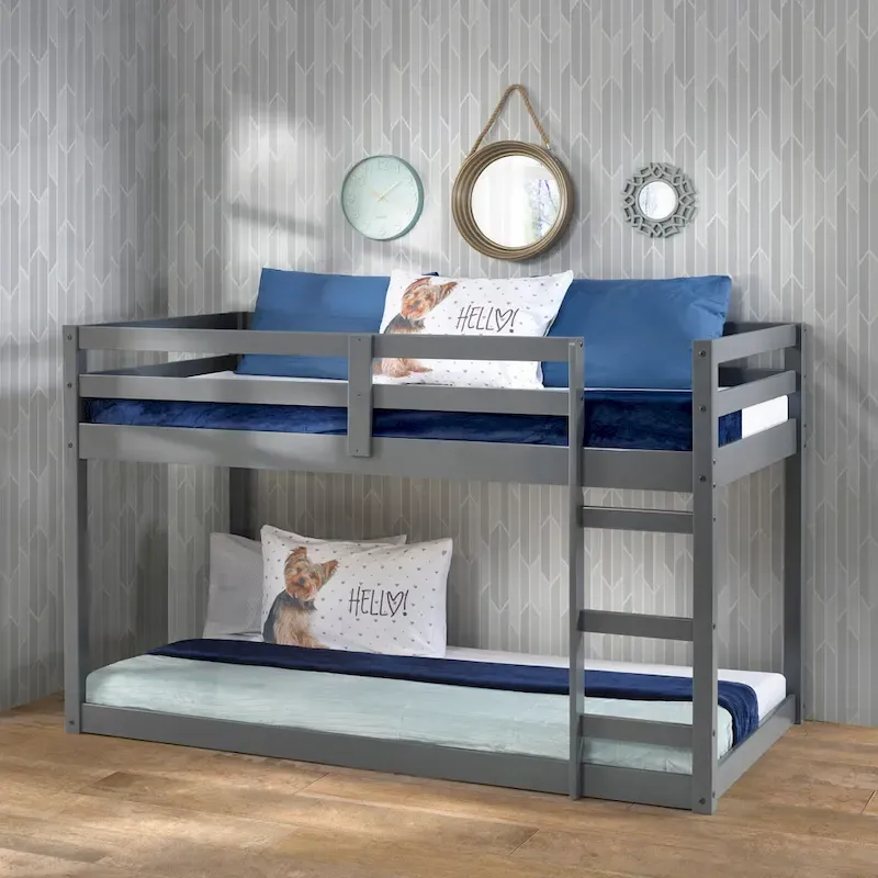 Twin Loft Bed with Slats and Guard Rail