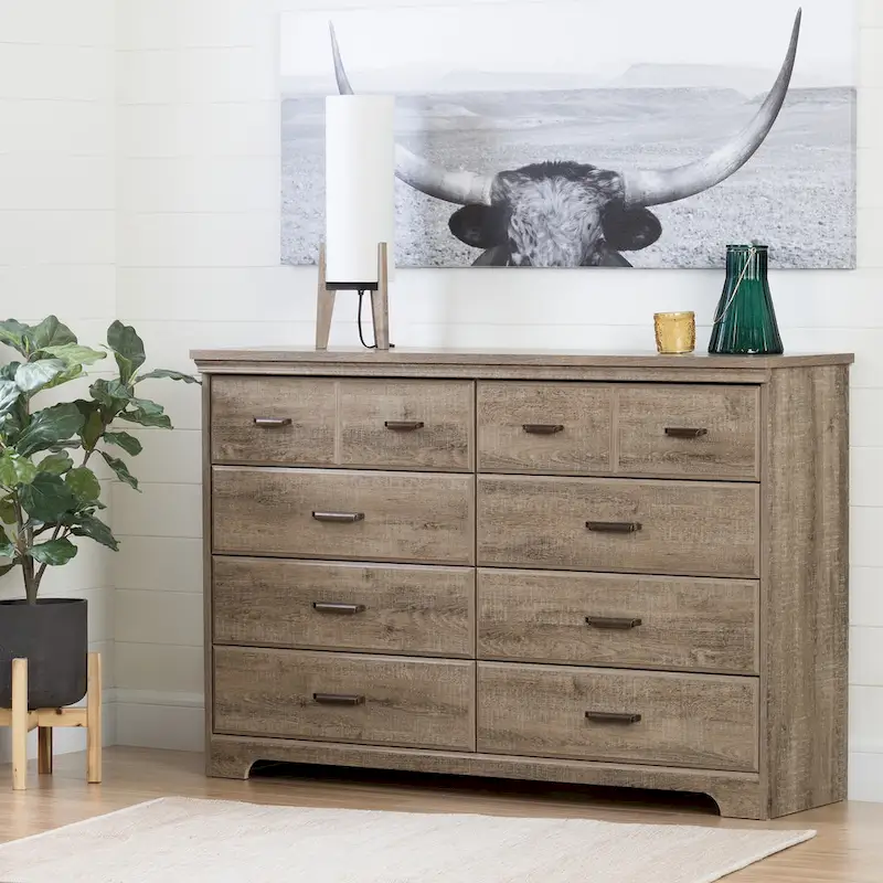 8-Drawer Dresser - Grey Maple/Weathered Oak