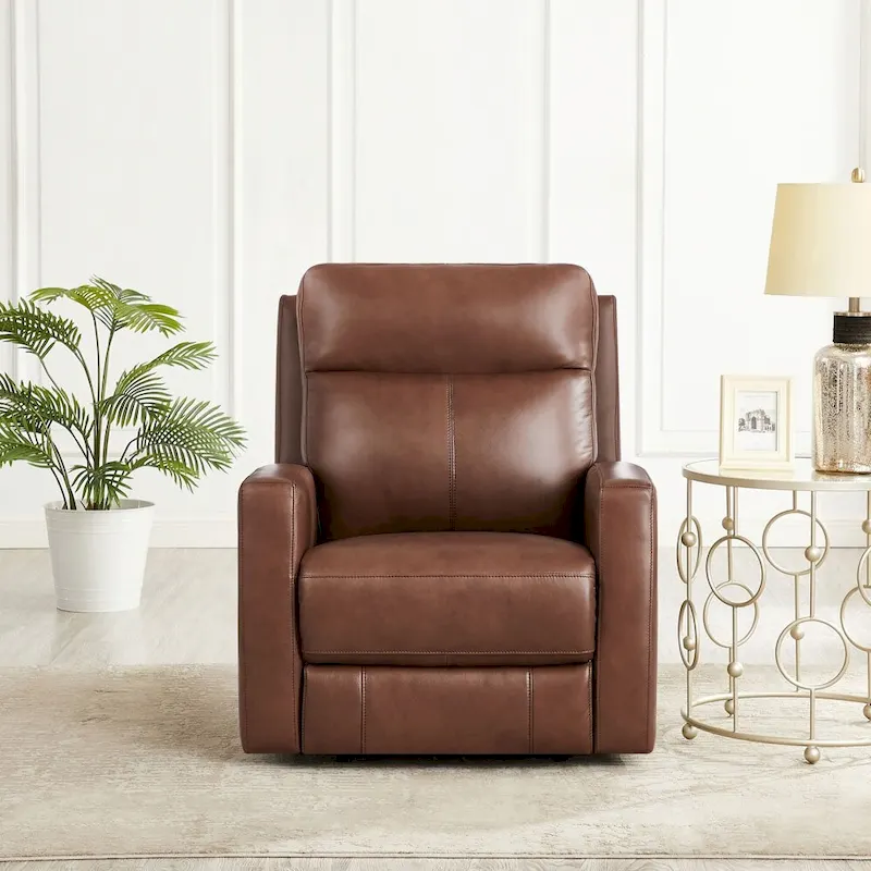 Pecan/Raisin Brown Top Grain Leather Power Recliner, Single Seat