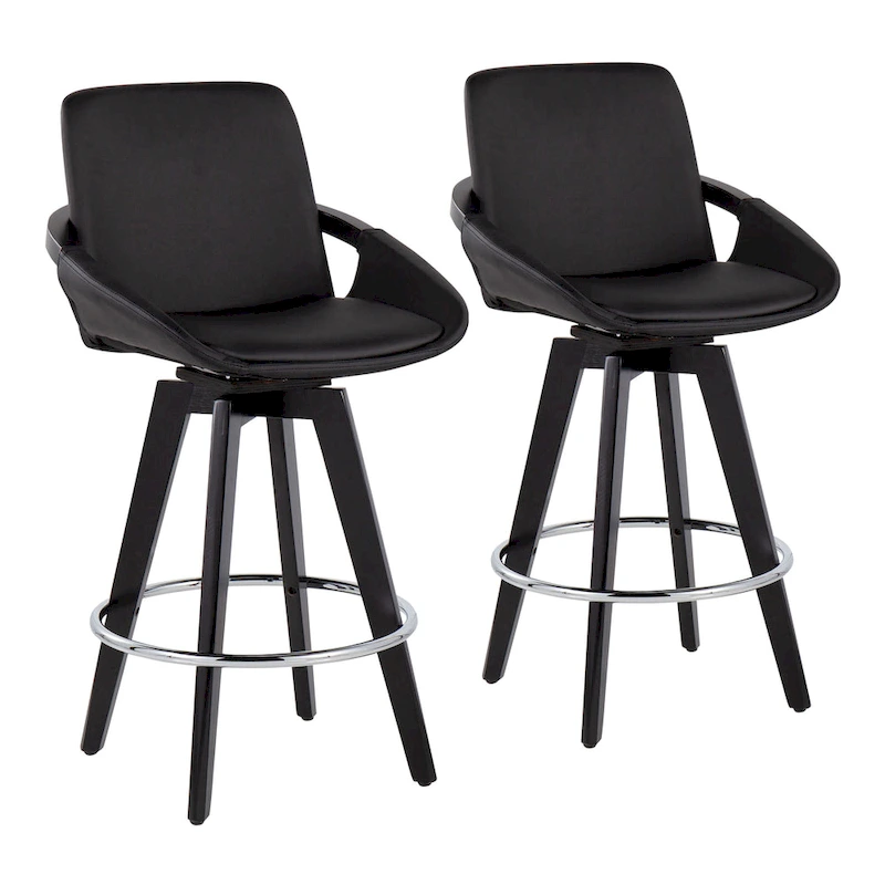 Carson Carrington Pugo Fixed-Height Counter Stool with Black Wood Base (Set of 2)