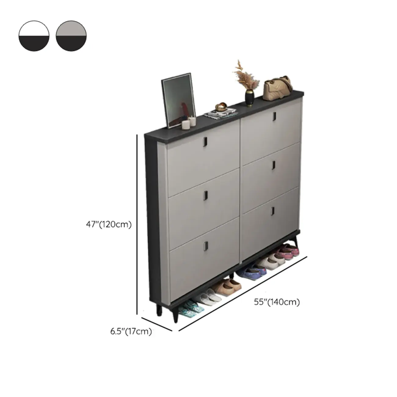 Modern Wood Shoe Cabinet with Adjustable Shelves, Entryway