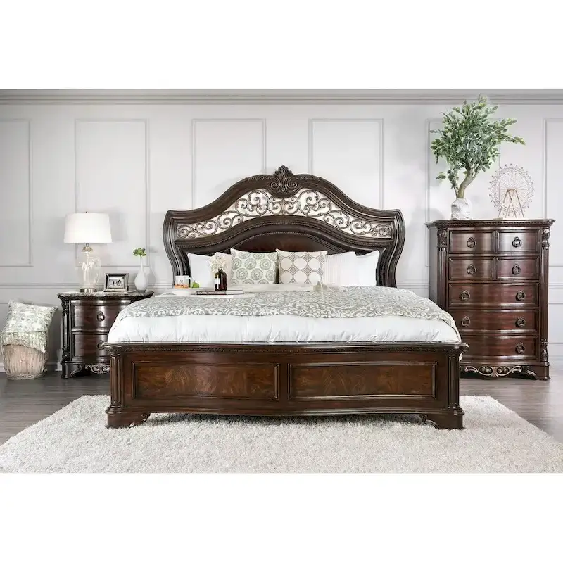 Wooden Bed in Brown Cherry