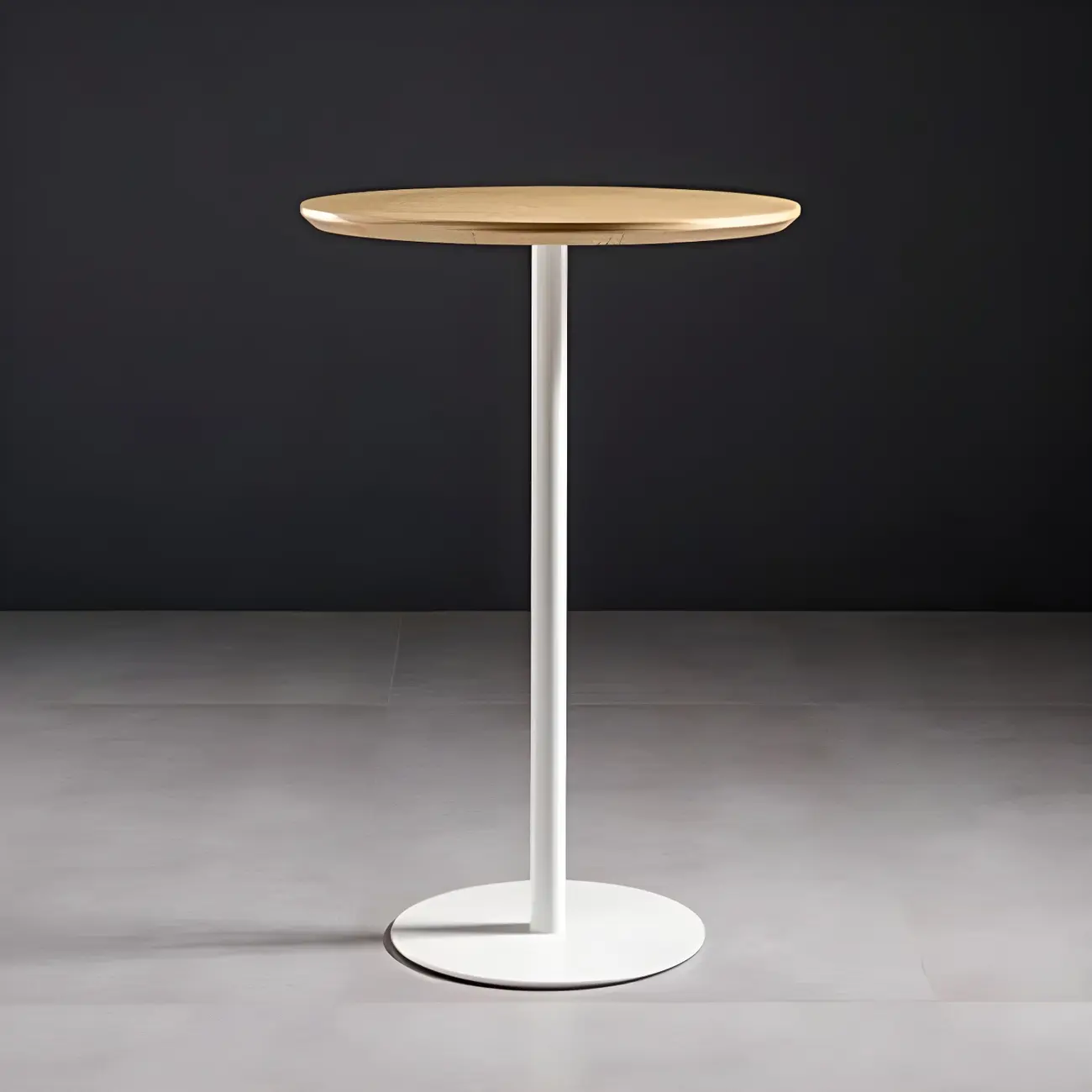 Modern Brown Wood Grain Black Metallic Pedestal Bar Tables