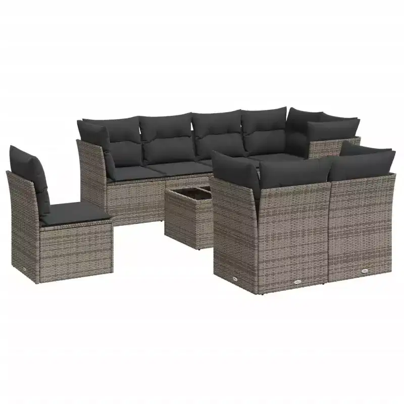 vidaXL Garden Sofa Set Rattan, Cushions