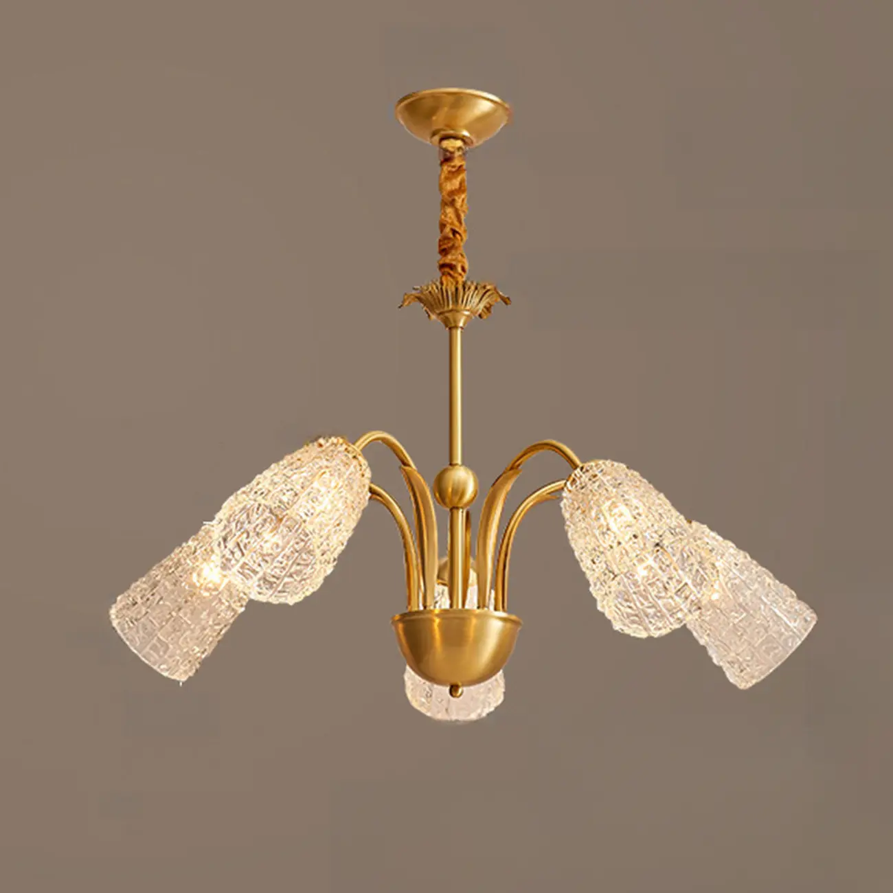 Elegant Gold Downward Crystal Bell Chandelier