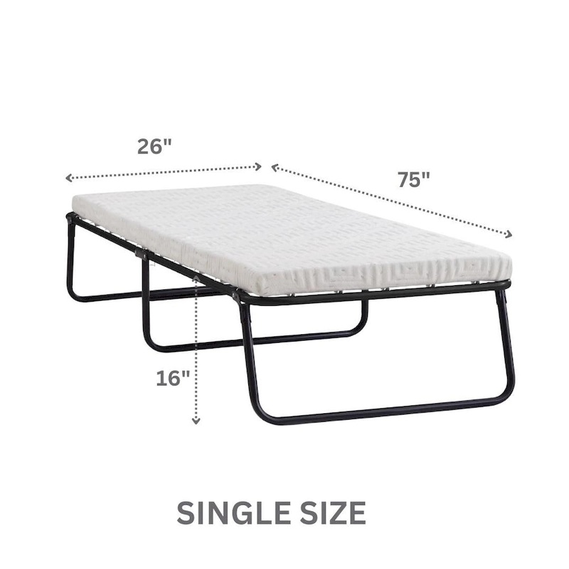 Nautica Home Gellux Cooling Gel Foam Folding Steel Frame Guest Bed
