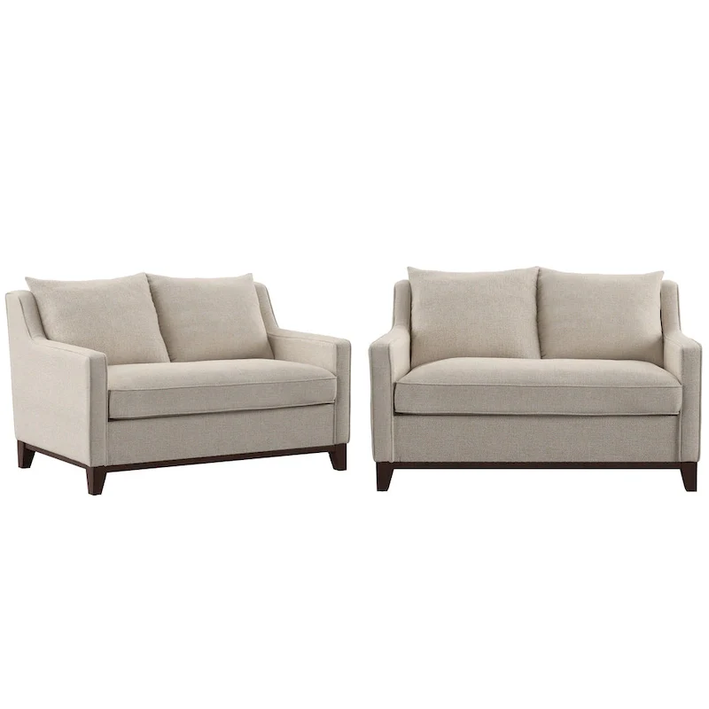 Fabric Loveseat with Down Feather Cushions - Gray 2-Seater