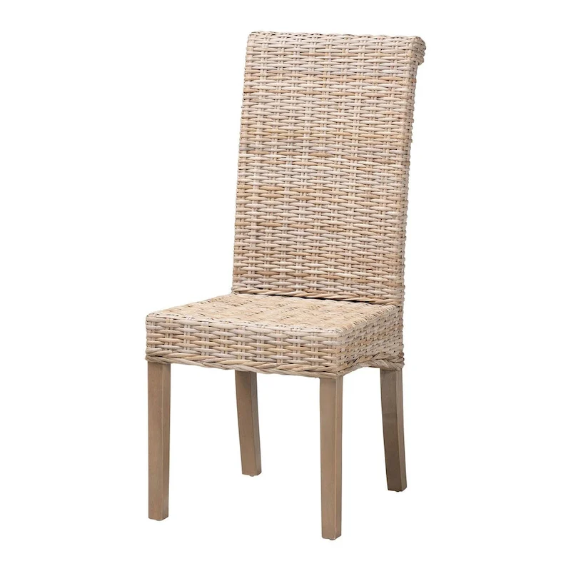 bali & pari Santiago Bohemian Grey Natural Kubu Rattan and Mango Wood Dining Chair