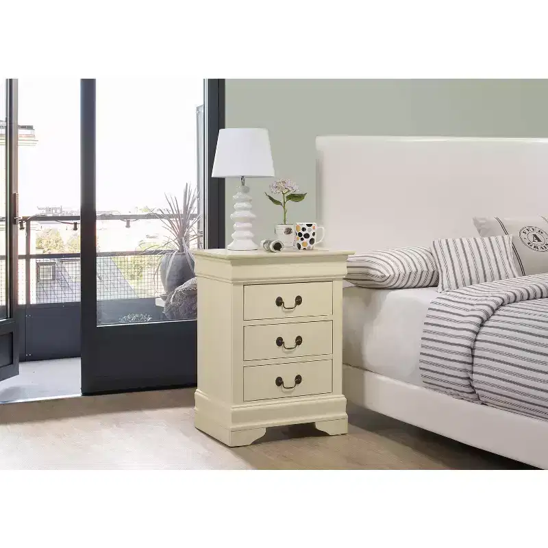 HomeStock Rectangle Wood Nighstand For Living Room and Bedroom