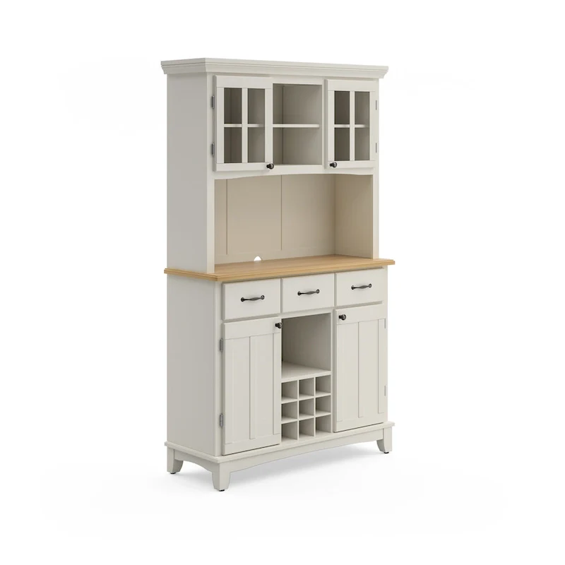 Homestyles Buffet of Buffets Off-White Server with Hutch & Wood Top