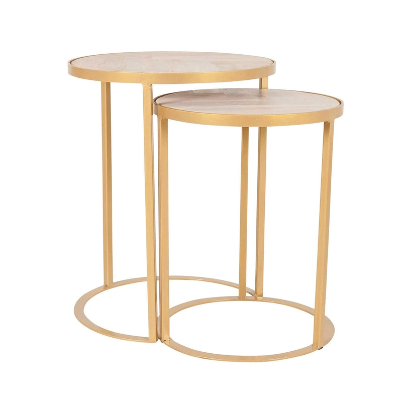 Natural Wood And Iron Nesting Accent Tables (Set of 2) by East at Main