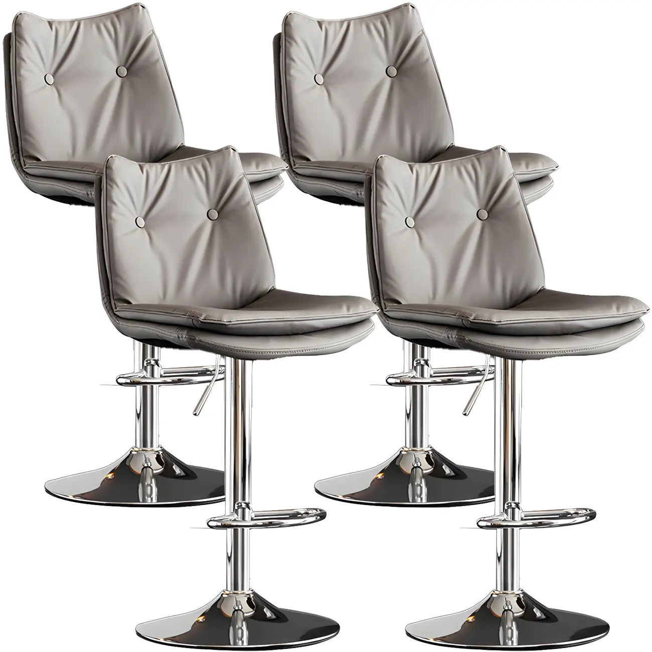 Modern Adjustable Leather Swivel Bar Stools