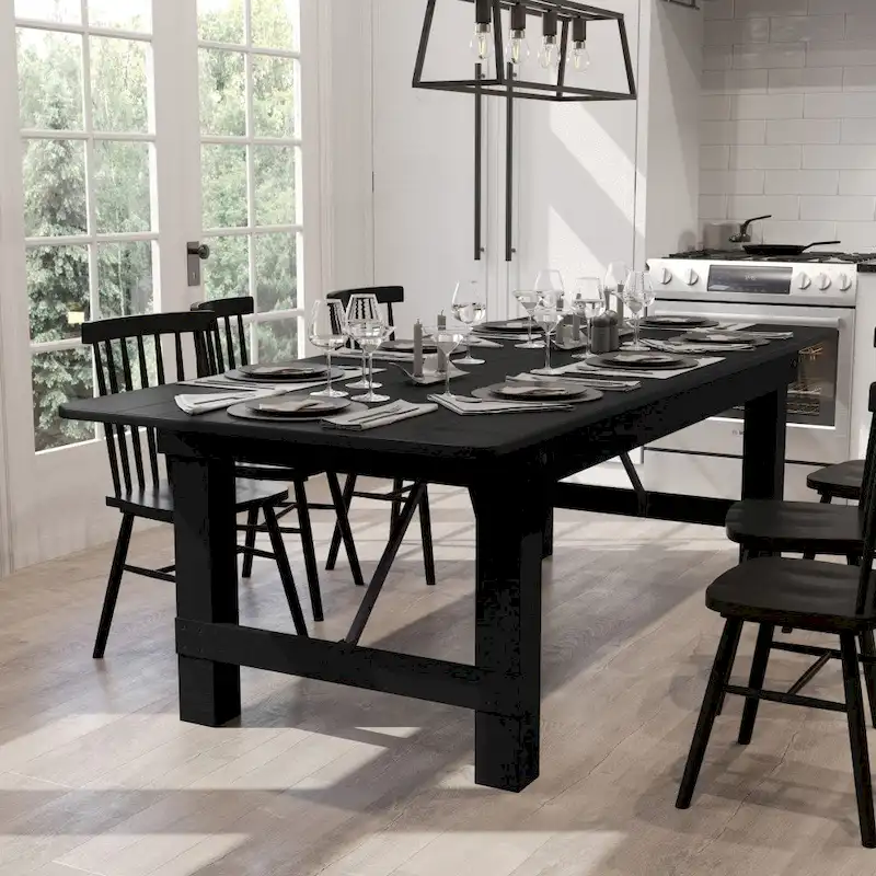 8' x 40 Rectangular Antique Rustic Solid Pine Folding Farm Table - 96D x 40W x 30H