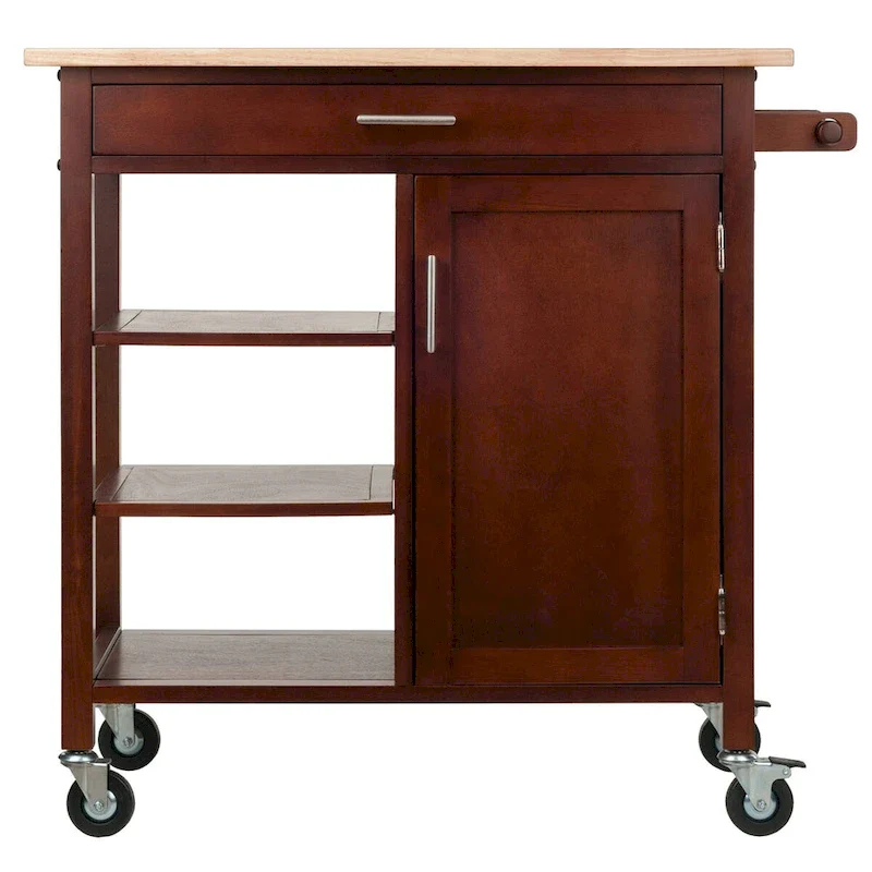 Marissa Kitchen Cart, Walnut - 36.18 x 18.5 x 34.61 inches