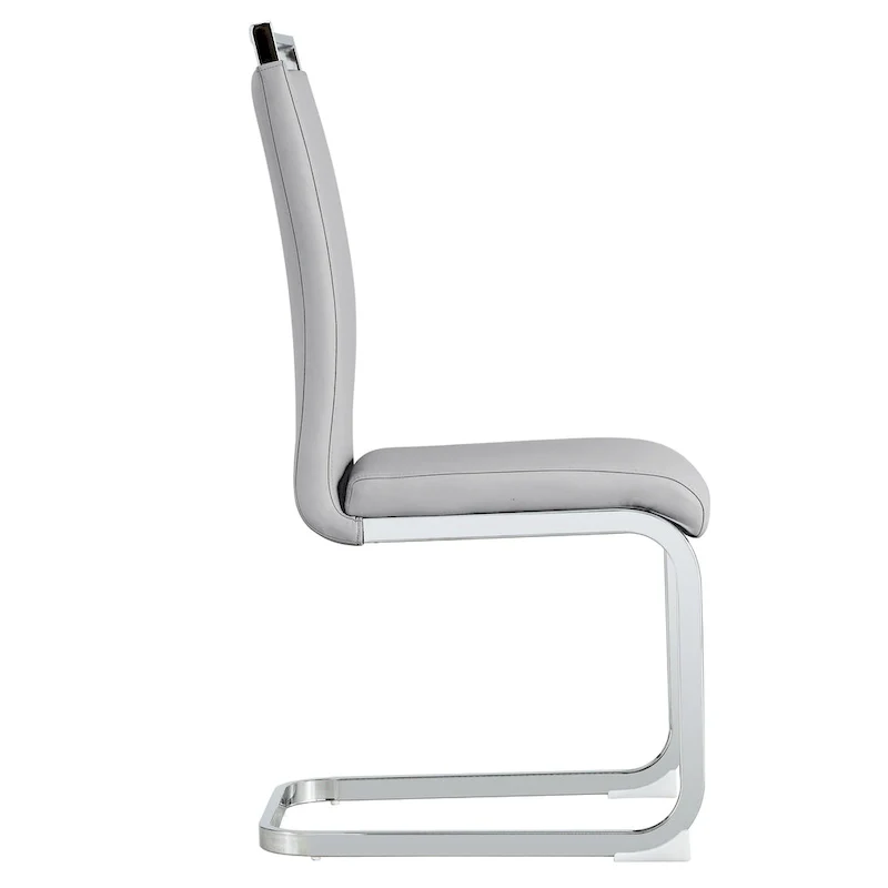 Set of 4 Modern Dining Chairs,High Back Side Chair with C-shaped Tube Chrome Metal Legs