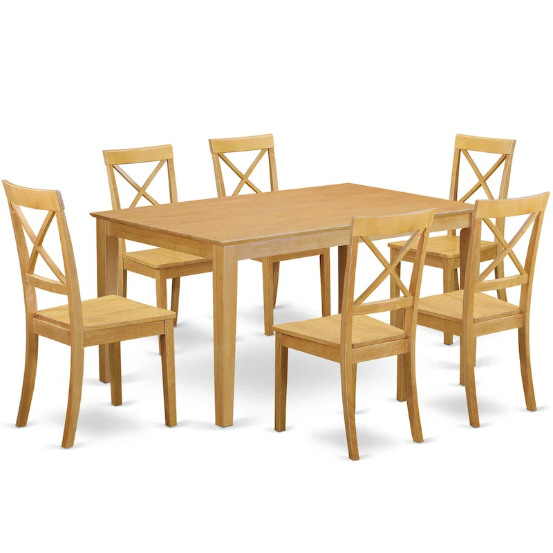 Mahogany 7-Piece Dining Set, X-Back Chairs, Seats 6
