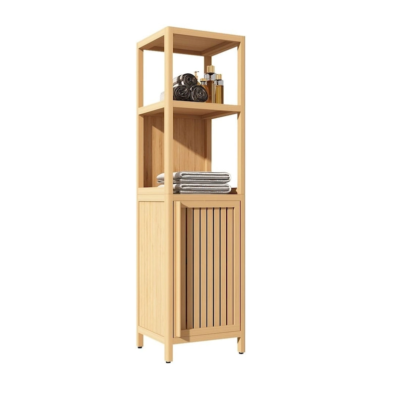 Freestanding Floor Bamboo Storage Cabinet Multifunctional Bathroom Cabinet