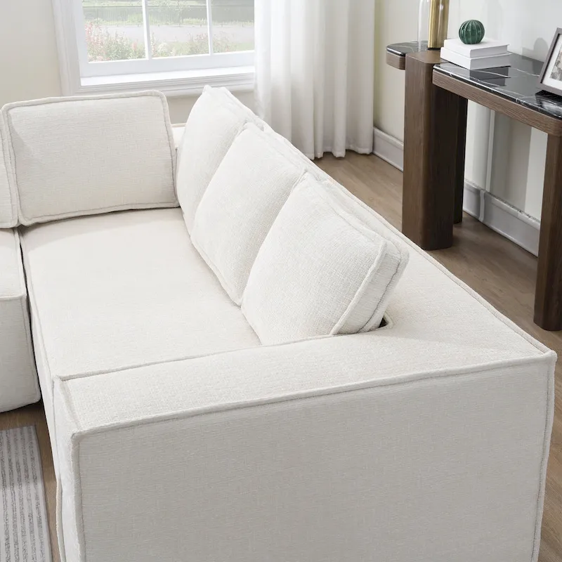 Modern L-Shaped Cloud Sofa Set, Modular Chenille Couch Set