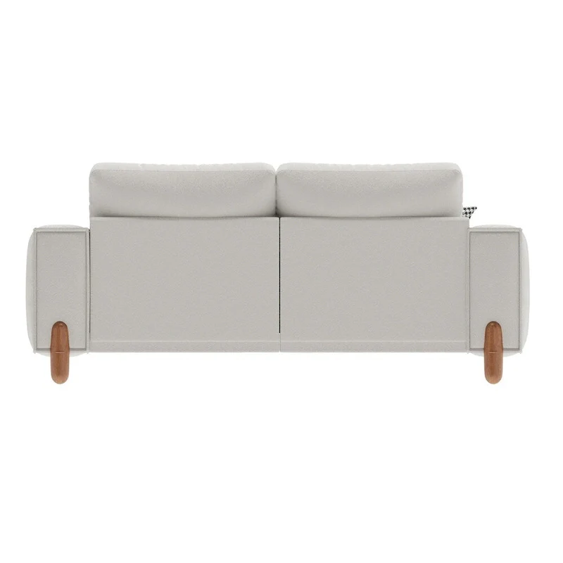 Modern Teddy Fabric Upholstered Sofa w/ Wood Legs and 2 Pillows