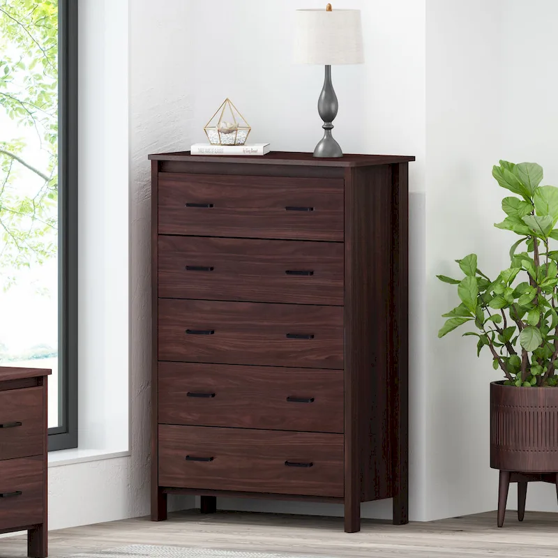 5 Drawer Chest,Sonoma Gray Oak/Walnut