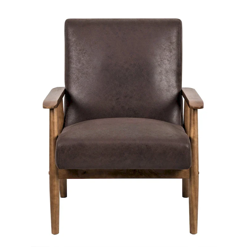 Wood/ Leather-look Microfiber Padded Seat Chair