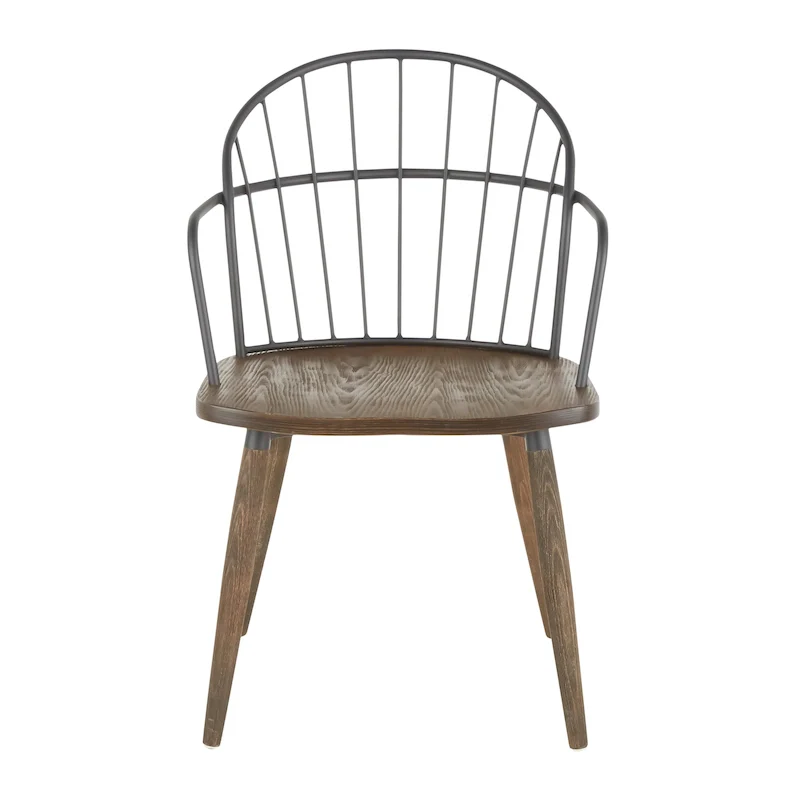 Ellul Industrial Chair in Dark Walnut Wood and Black Metal - N/A