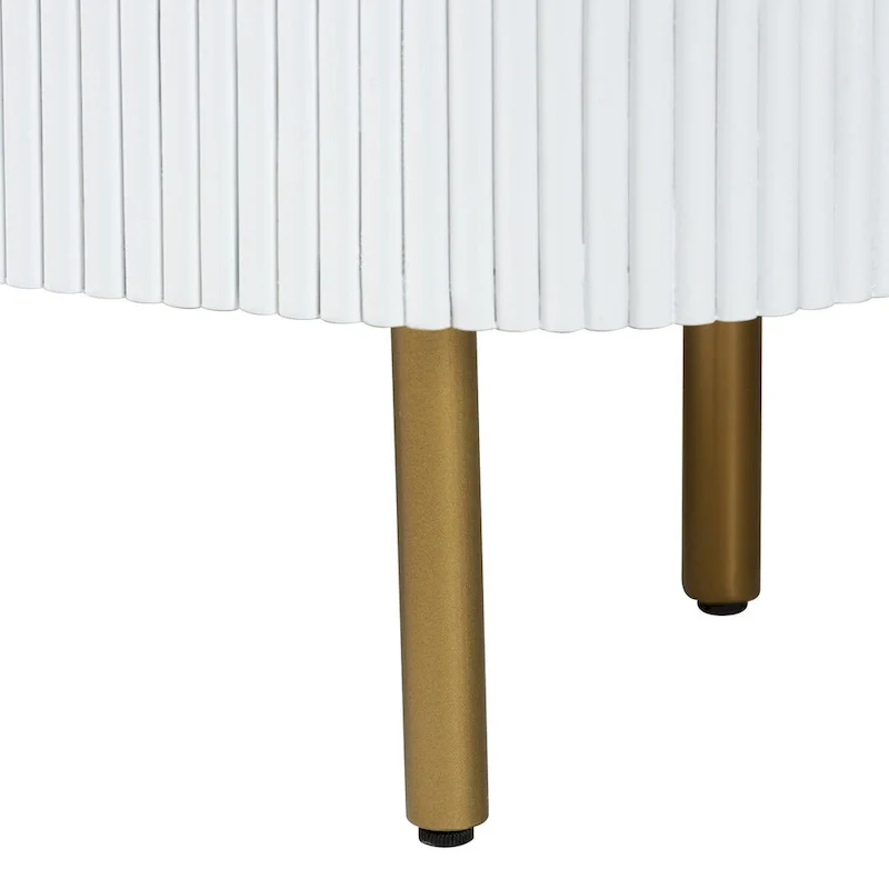 Mid-Century 3-Drawer Dresser | White Fluted Wood & Gold Metal Legs | 39