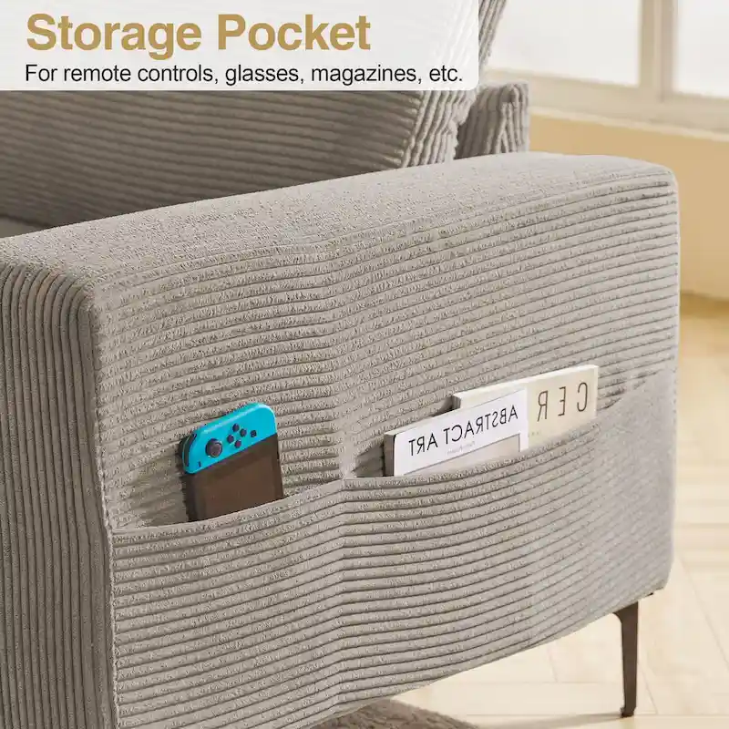 HOOOWOOO L-Shaped Upholstered Sofa Couch with Metal Legs