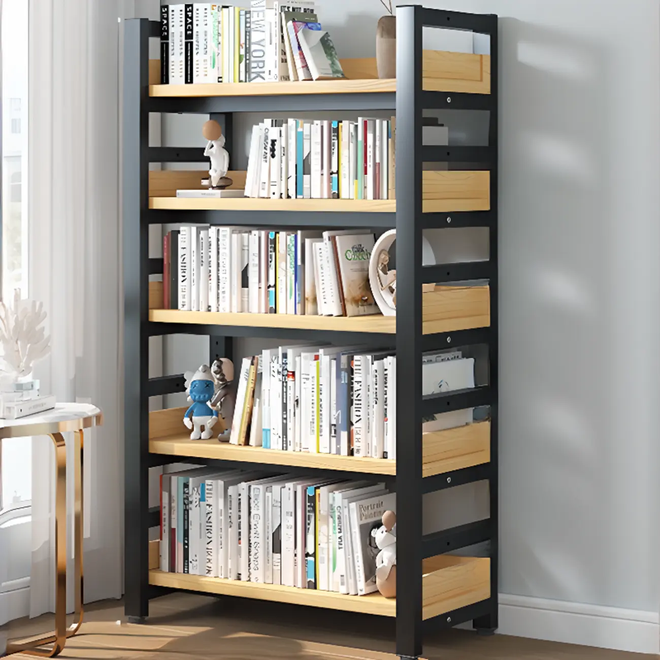Modish Multi-Layer Open Back Wooden Tall Bookshelves
