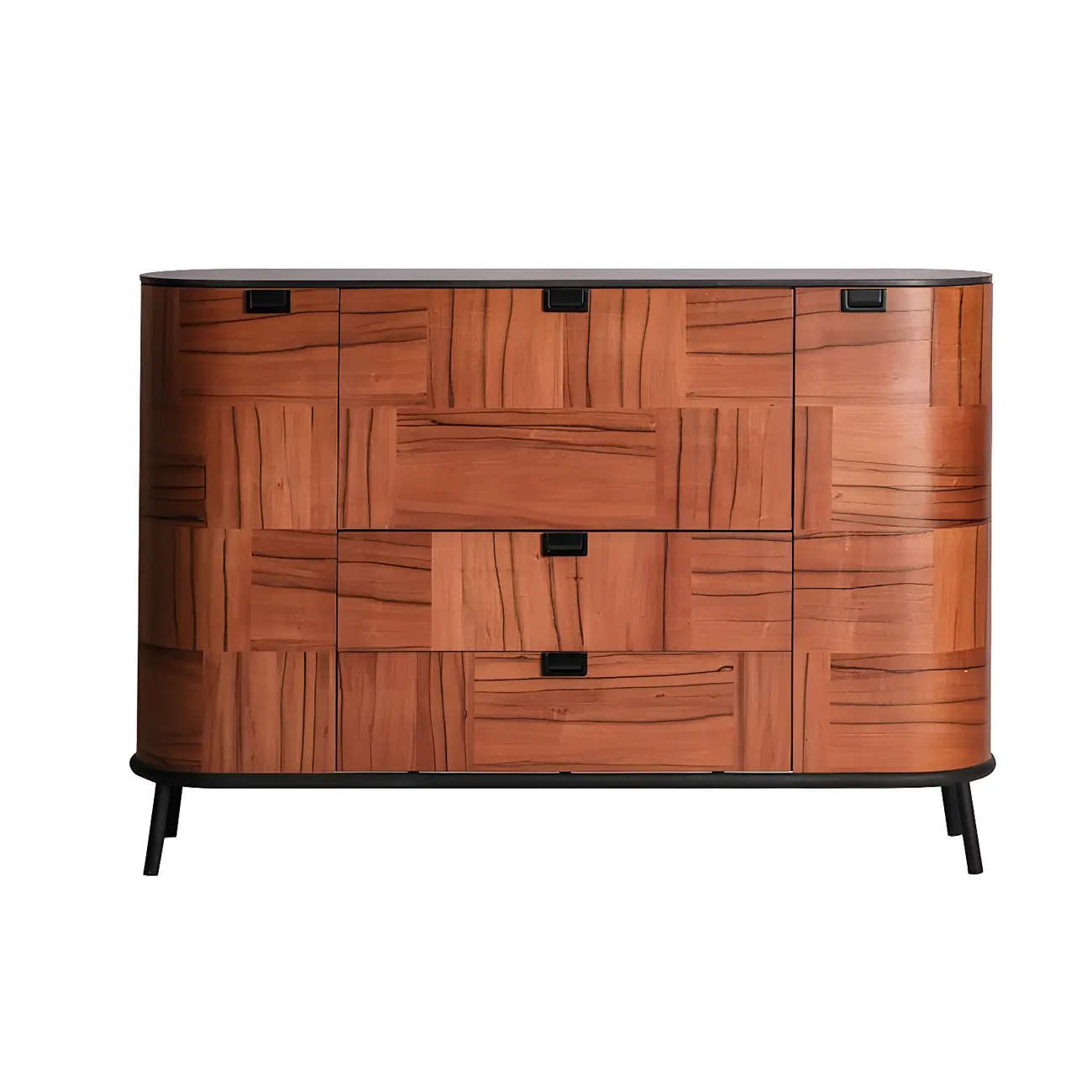 Brown Wooden Sideboard Cabinets with Stone Countertop