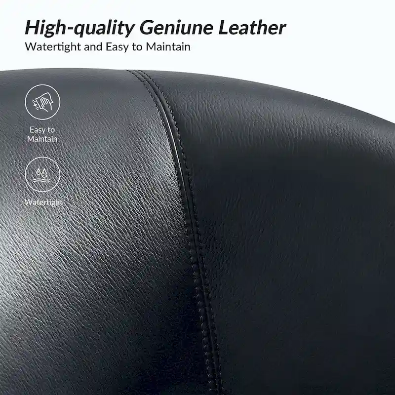 Brown Genuine Leather Swivel Barrel Chairs - Set of 2