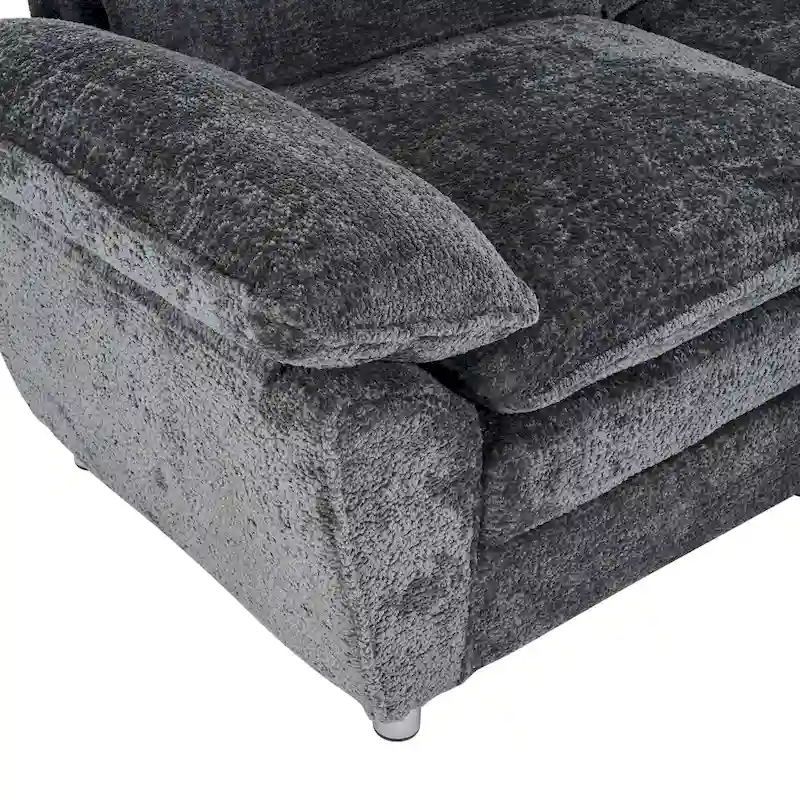 Modern Deep 3-Seat Sofa Couch with Ottoman