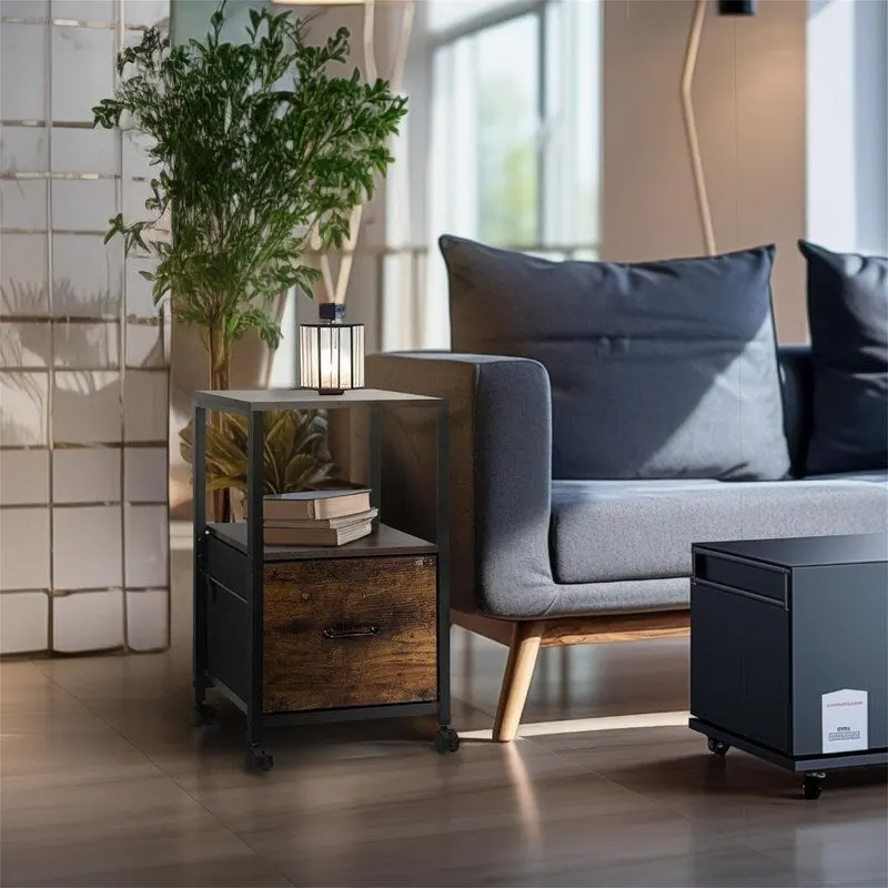 2 Tier Metal Mobile Under Desk Home Printer Stand - 11.81 D x 15.75 W x 25.6 H