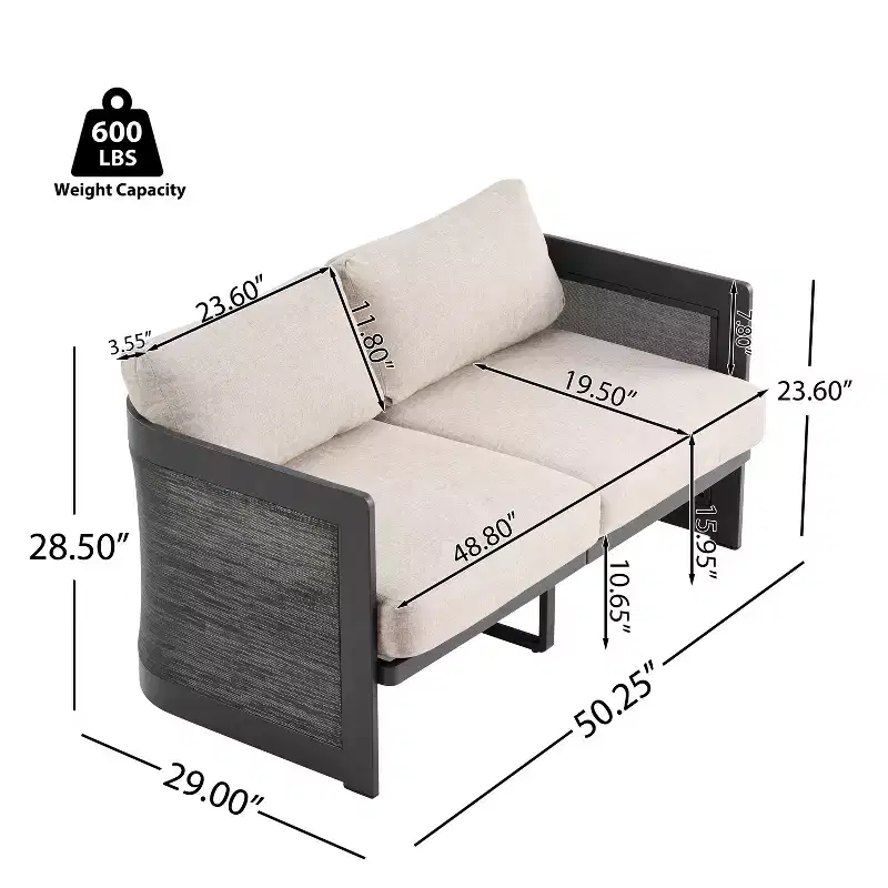Christopher Knight Home Kailash Modern 50 Patio Aluminum Olefin Upholstered Loveseat